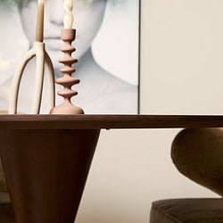 Modern houten salontafel met elegante design, passend bij Scandinavisch interieur en luxe woonstijl.