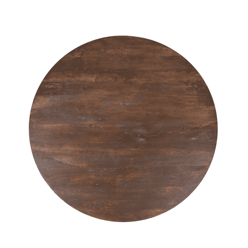 Landelijke houten eettafel in donkerbruin fineer, stijlvol en duurzaam meubelstuk voor een sfeervolle eetruimte.