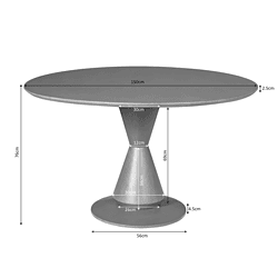 Ronde eettafel met metalen onderstel, diameter 150cm, modern design, perfect voor eetkamers en keukens. Duurzaam en stijlvol meubel voor een eigentijdse uitstraling.