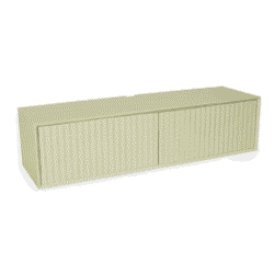 Strakke beige vintage houten dressoir met schuifdeuren, perfect voor een retro woonkamer of slaapkamer, ook ideaal voor opslag en decoratie in huis.