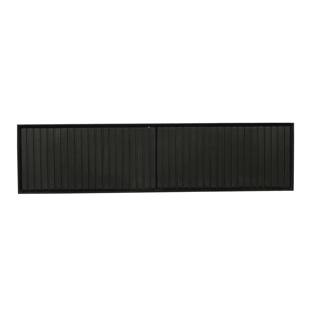 Strakke zwart houten tv-meubel met schuifdeuren, modern design, op maat gemaakt, stijlvolle opbergoplossing voor in de woonkamer.