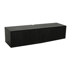 Lage zwart dressoir van Mokana meubels, modern design met houten uitstraling en schuifdeuren, perfect voor stijlvolle en functionele opbergoplossingen in woonkamer of kantoor.
