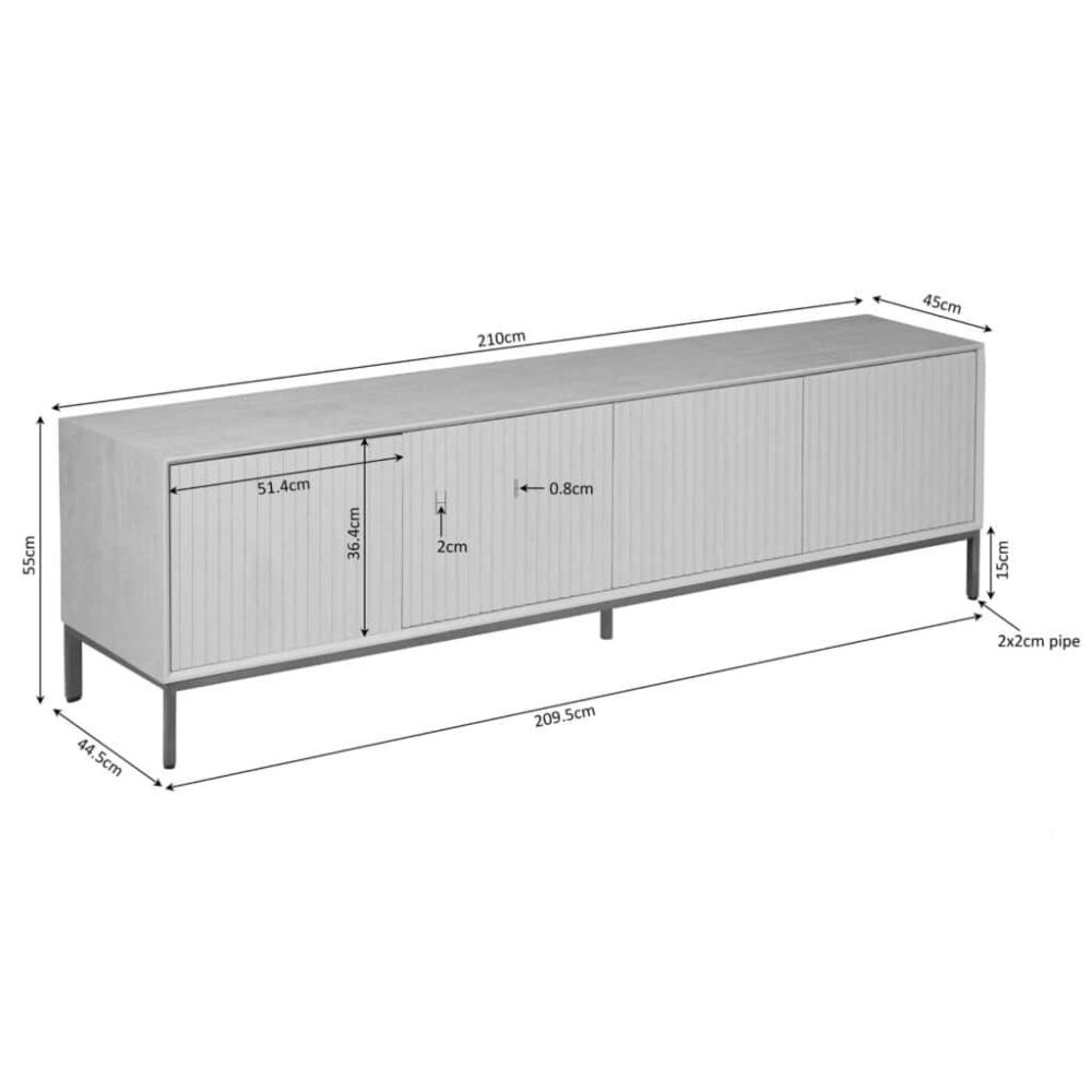 Minimalistische eiken houten tv-meubel met opbergruimte en strak design, ideaal voor moderne woonruimtes. Op maat gemaakt door Mokana Meubelen voor een elegante uitstraling.