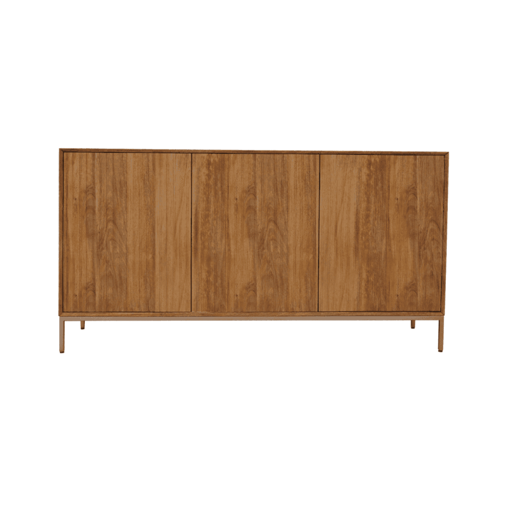 Mooi houten dressoir met strakke lijnen en natuurlijke afwerking, perfect voor een warme en sfeervolle woon- of eetkamer, gemaakt door Mokana Meubelen.