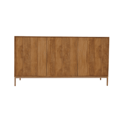 Mooi houten dressoir met strakke lijnen en natuurlijke afwerking, perfect voor een warme en sfeervolle woon- of eetkamer, gemaakt door Mokana Meubelen.