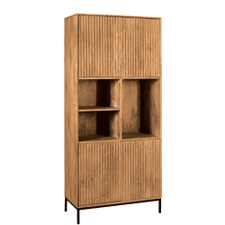 Elegante houten boekenkast met open vakken en slanke black metalen pootjes, perfect voor een stijlvolle en praktische inrichting.