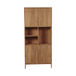 Hoogwaardige houten kast met twee gesloten kasten en open vakken, perfect voor modern interieur en opbergen.
