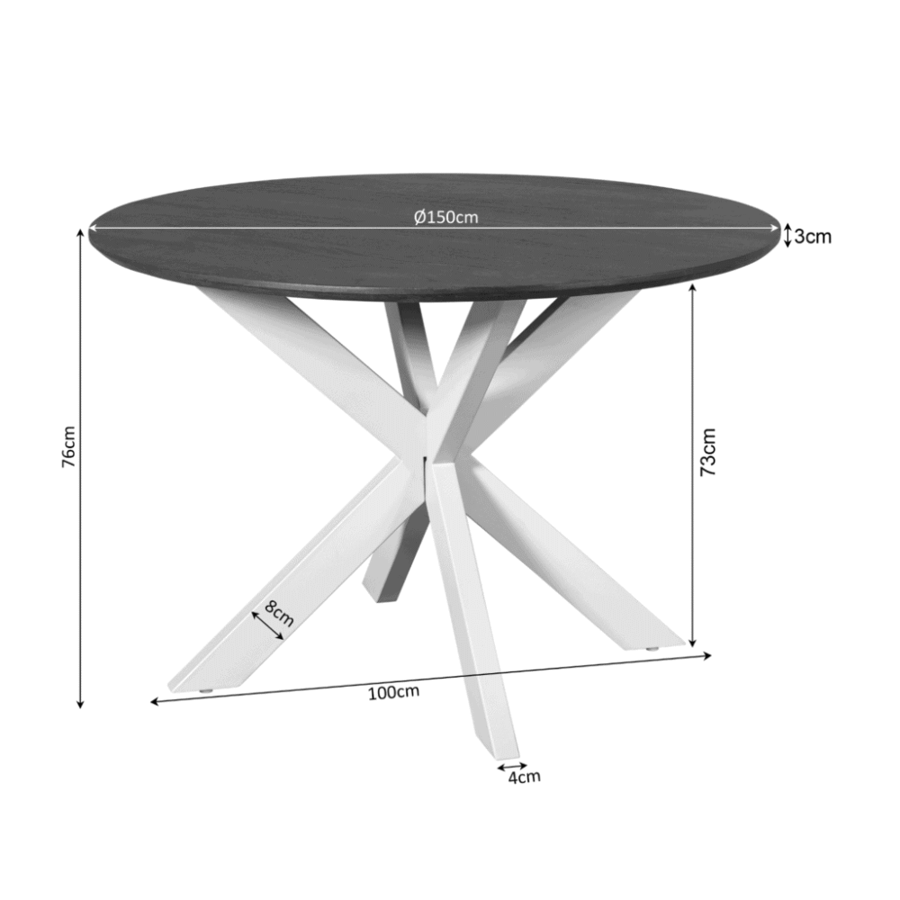 Hoogwaardig eettafel met donker houten blad en witte trapvormige basis, perfect voor moderne eetruimtes.