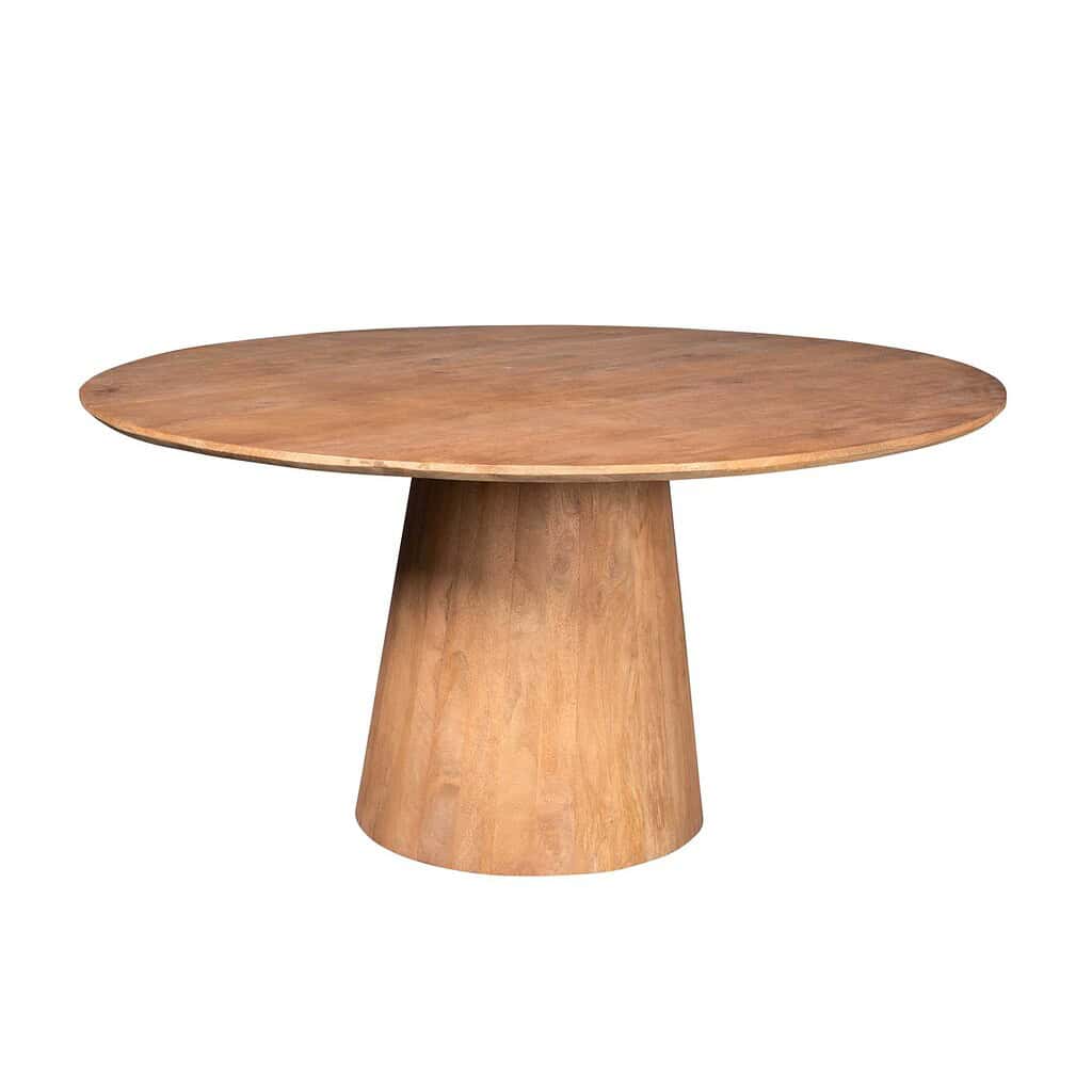 Elegante houten eettafel met ronde vorm en stevige kegelvormige voet, perfect voor een moderne eethoek. Gemaakt van hoogwaardig hout voor duurzaamheid en tijdloze stijl.