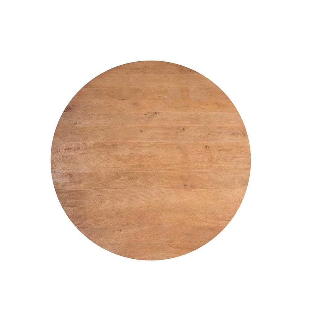 Massief eiken rond tafelblad voor interieur en meubels.