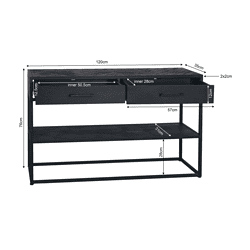 Elegante black houten dressoir met opbergruimte, perfect voor moderne woningen, met ruime laden en open rekken, afmetingen 120x76x35cm, stijlvolle meubels voor woonkamer en entree.