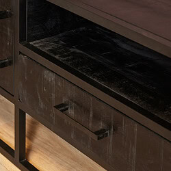 Strak industrieel dressoir van hout en metaal, industrieel stijl, op maat gemaakt, perfect voor woonkamer of eetkamer.