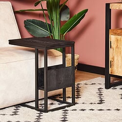 Duurzame bijzettafel met zwart metalen frame en houten blad, modern meubelstuk voor woonkamer, Mokana Meubelen.