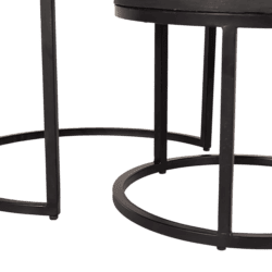 Zwarte metalen tafel onderstel met ronde basis, modern en industrieel design, geschikt voor eet- en salontafels.