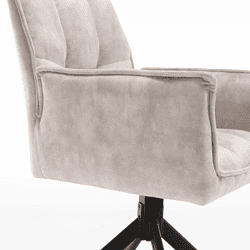 Zachte beige stoffen bureaustoel met ergonomisch design en verstelbare armleuningen, perfect voor comfortabel werken en thuis kantoor.