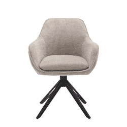Eetkamerstoel met comfortabele bekleding en unieke draaivoet, perfect voor modern en Scandinavisch interieur.