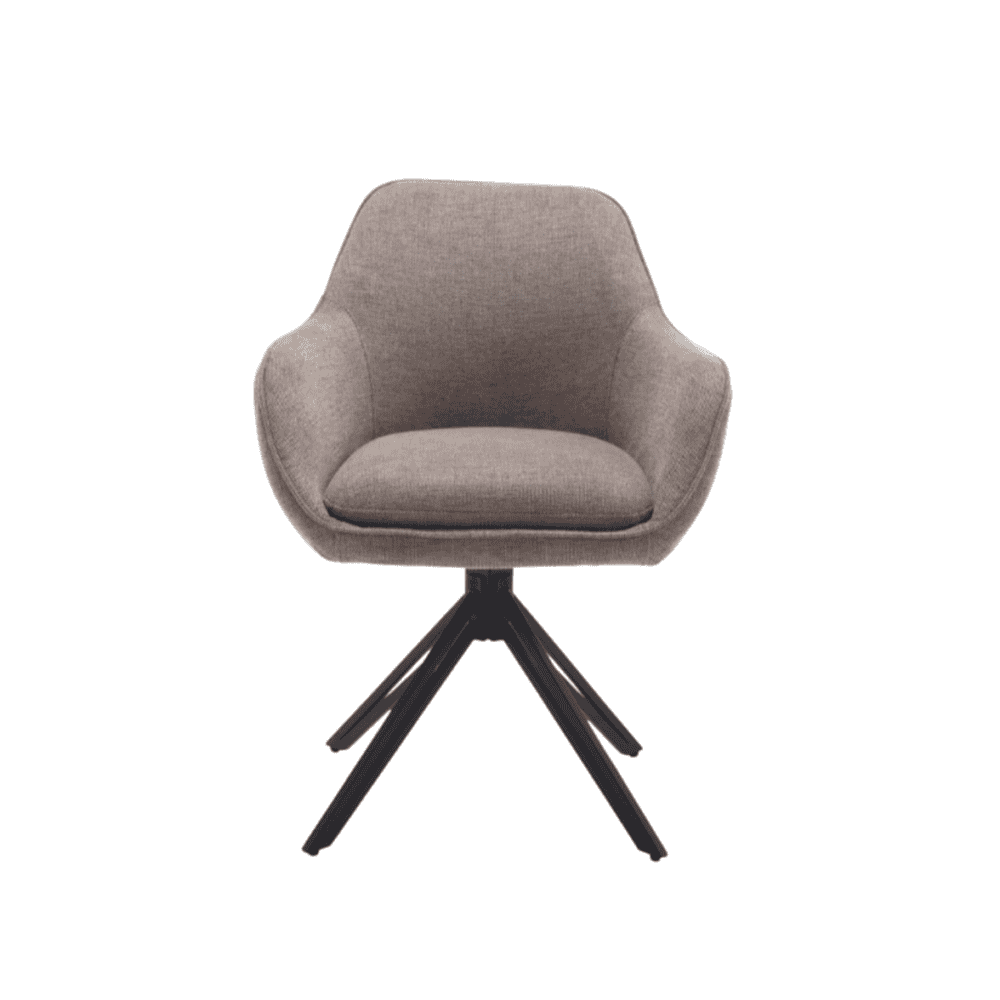 Zitstoel met moderne beige stoffen bekleding en draaivoet, gericht op stijlvolle woon- en kantoorinterieurs.
