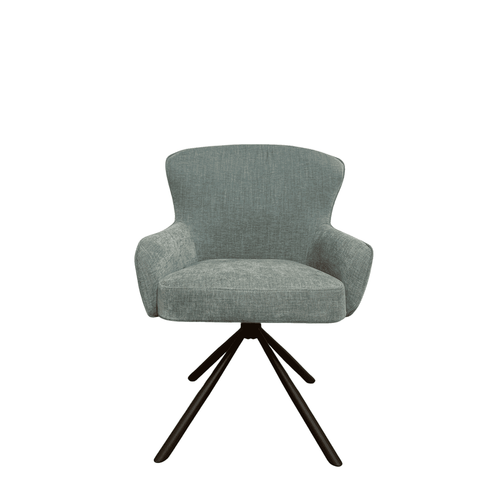 Comfortabele moderne draaifauteuil met houten onderstel en zachte stof, perfect voor elke woonkamer of kantoorruimte, exclusieve Mokana Meubelen design.