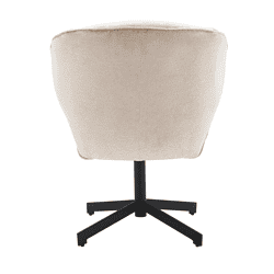 Elegant stoffen draaistoel met verstelbare zitting en stevige zwarte onderstel, ideaal voor een moderne woonkamer of kantoor. Perfect voor comfortabel en stijlvol wonen.
