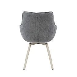 Design studio stoel in grijs stofferen stof met houten poten, moderne en comfortabele eetkamer of bureau stoel, perfect voor een eigentijdse interieurstijl.