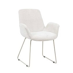 Zitstoel van Mokana meubels, modern design, beige stoffen bekleding, slanke metalen pootconstructie, comfortabele zithouding, perfect voor woon- en kantoorinterieur, kwaliteitsmeubelen NL.