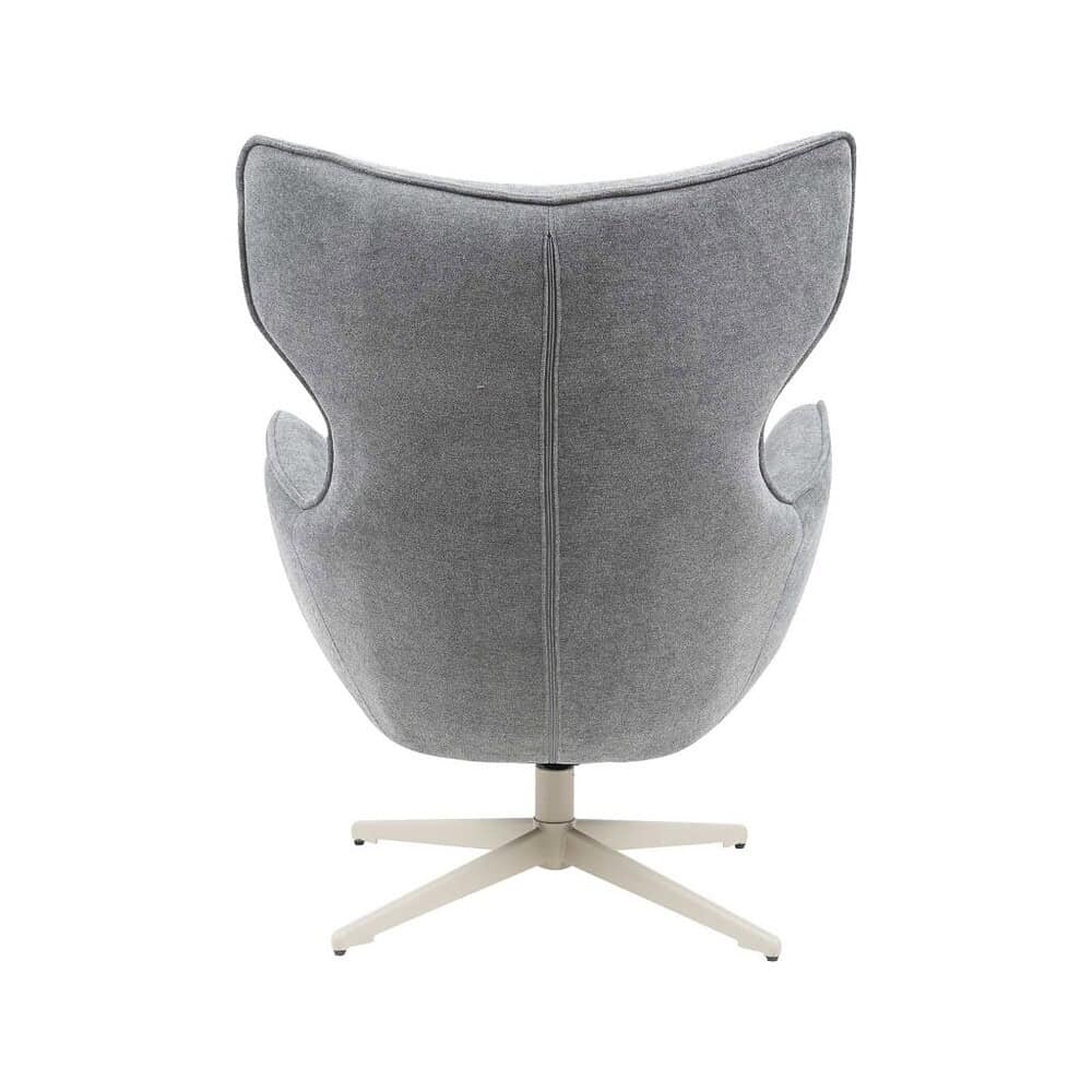 Zetel van Mokana Meubelen met modern design, comfortabele grijze bekleding en draai-onderstel. Ideaal voor stijlvolle en ontspannen zitplekken in huis of kantoor.