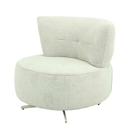 Lichte beige comfortabele fauteuil met moderne ronde vormgeving, perfect voor stijlvolle en gezellige zithoek.