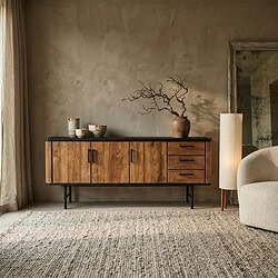 Dressoir Somo massief teakhout met zwart blad