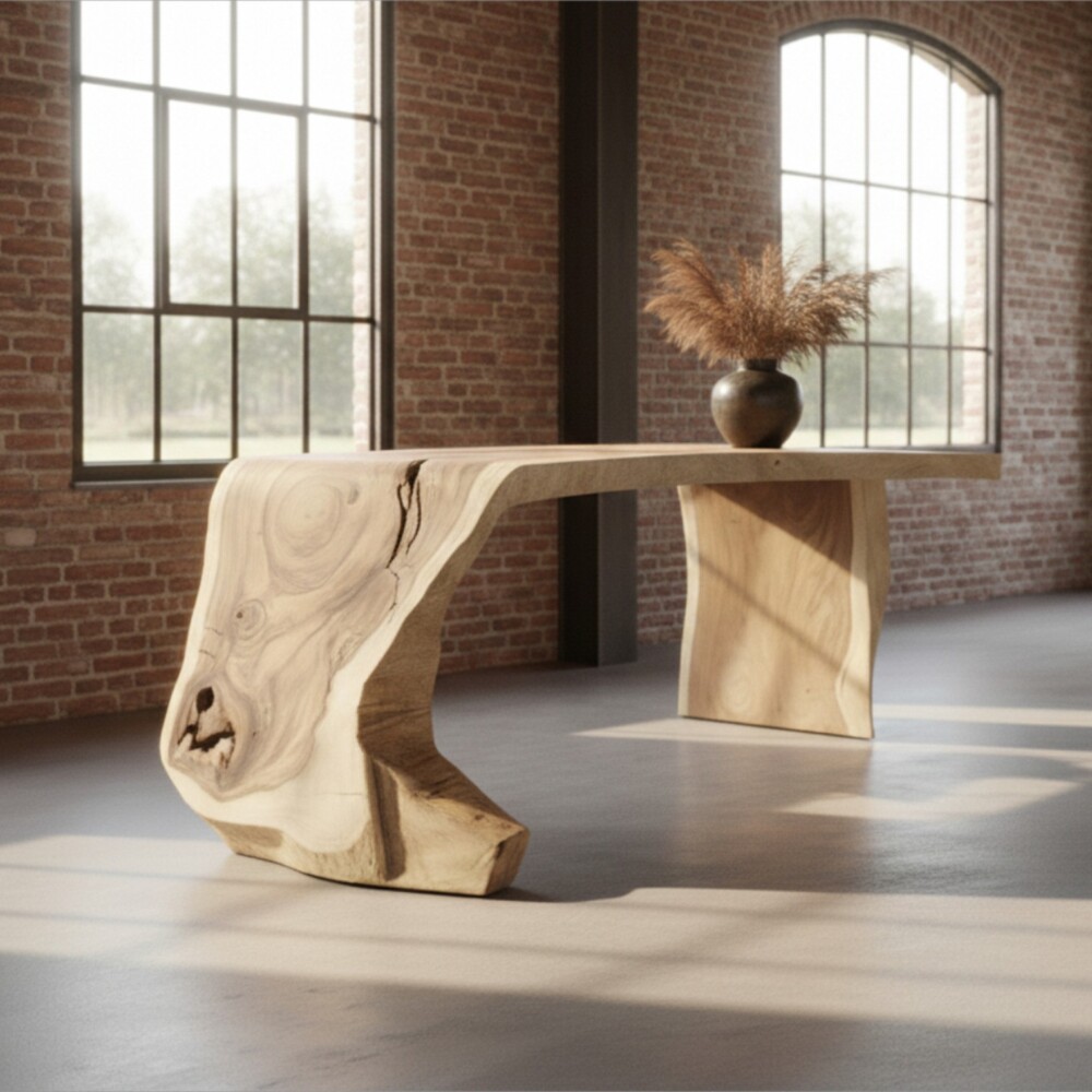 Suar Watervaltafel 300cm uit een stuk hout exclusief bij Mokana Meubelen