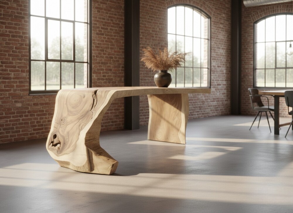 Suar waterfaltafel uit een stuk hout 3 meter exclusief bij Mokana Meubelen