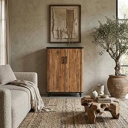 Wandkast Somo teakhout met zwart blad