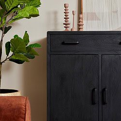 Eikenhouten zwart dressoir met lade en deuren, modern meubelstuk voor woonkamer of slaapkamer.