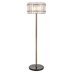 Elegante vloerlamp met gouden voet en schelpvormige lampenkap, perfect voor stijlvolle interieurverlichting en woonkamer decor.