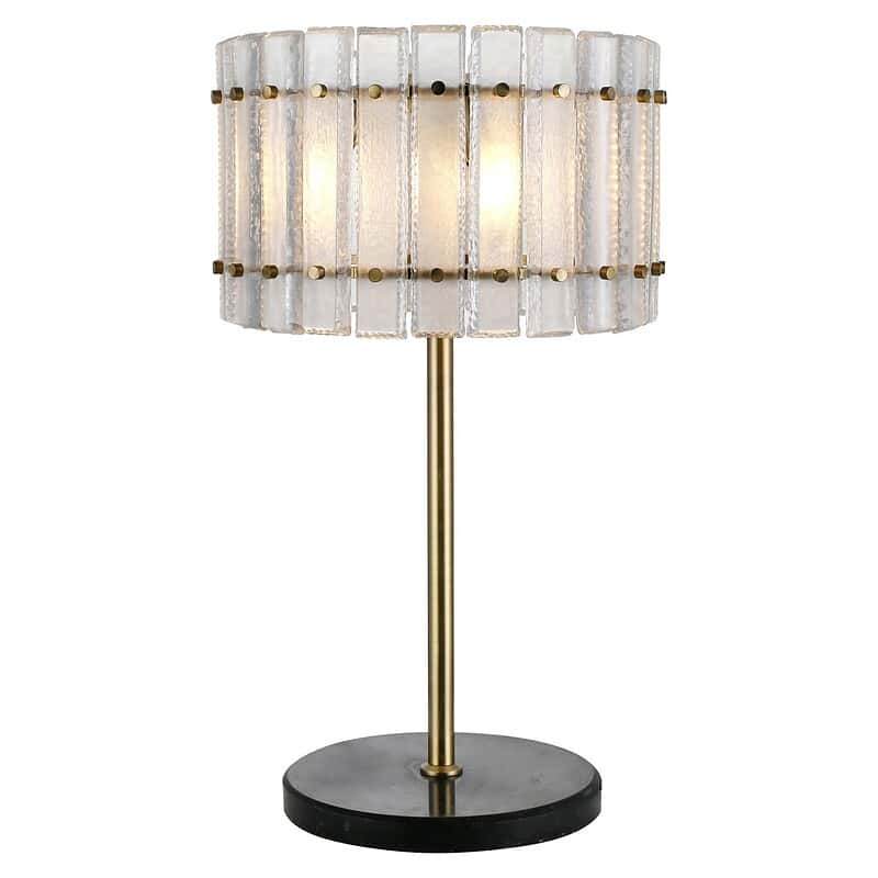 Elegante tafellamp met marmeren voet en decoratieve glaslampenkappen, perfect voor moderne interieurs en stijlvolle verlichting.