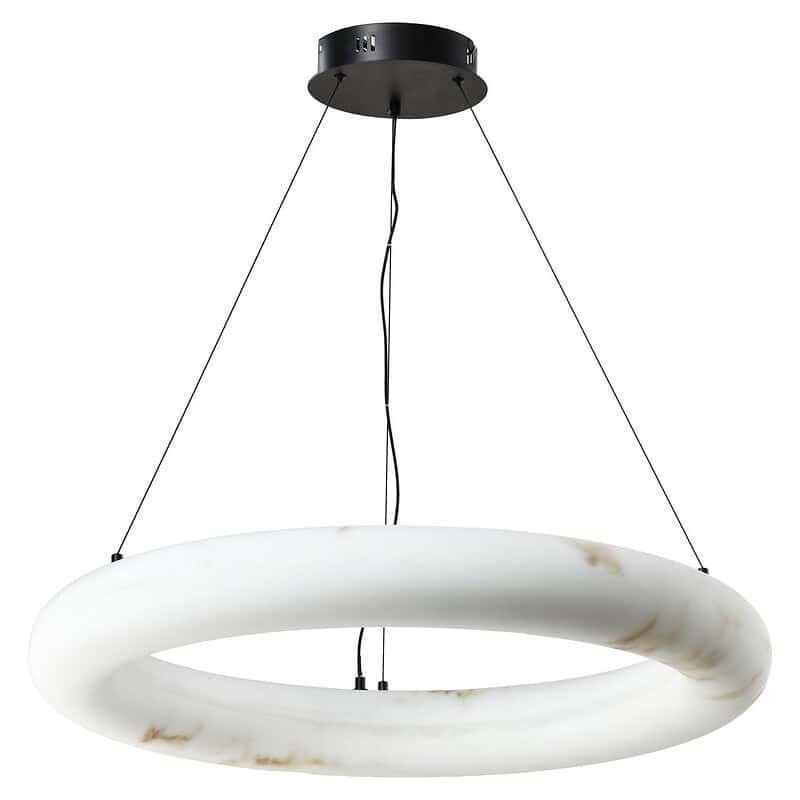 Strakke LED hanglamp met ringvormige design, ideaal voor modern interieur en inspiratie voor Mokana meubels.