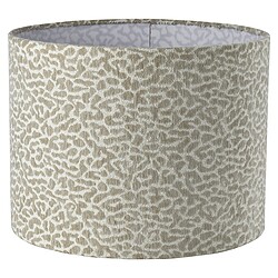 Elegante stoffen lampenkap met luipaard print in neutrale beige en crème tinten, perfect voor modern interieur en meubelaccessoires.