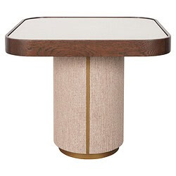 Elegante bijzettafel met houten rand en stoffen poten, perfect voor modern interieur en stijlvolle woonruimtes.