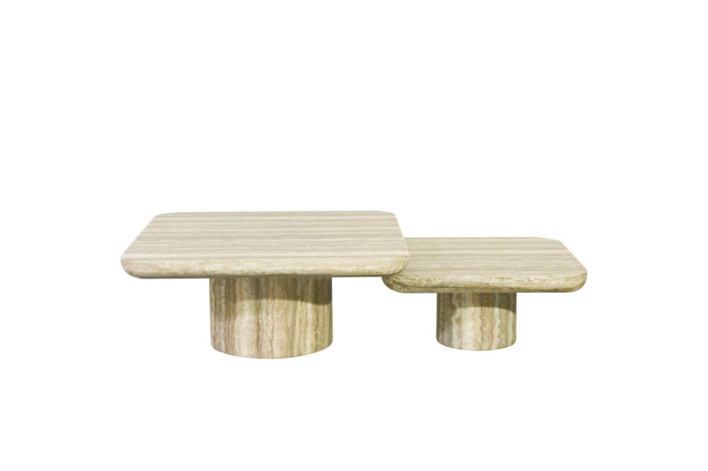 Salontafel Denizly grey faux travertine  (Set of 2)
