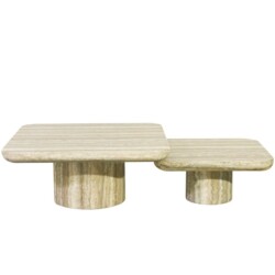 Salontafel Denizly grey faux travertine  (Set of 2)