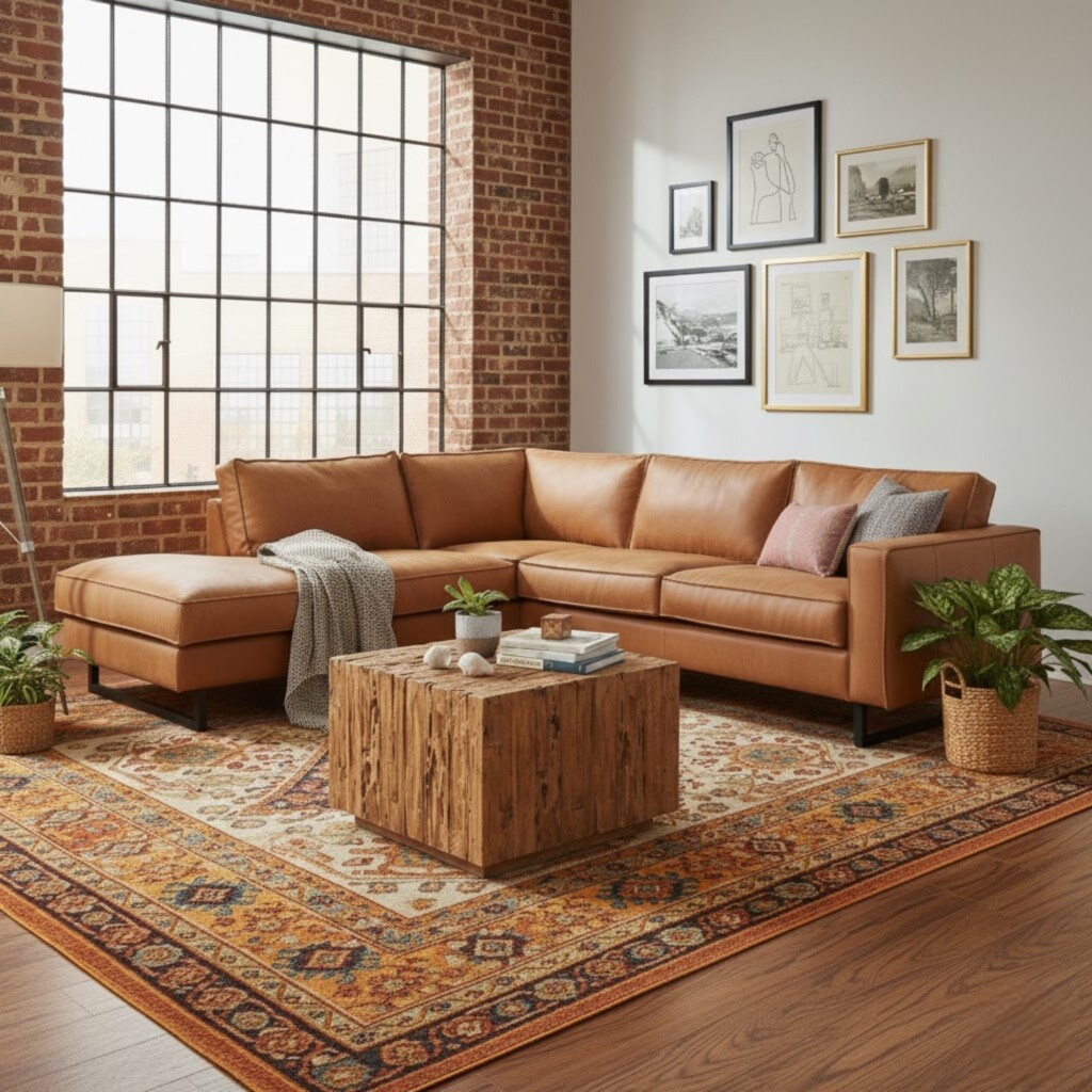 Bank Frankfurt Haveco in cognac leder met lounge