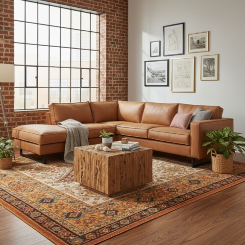 Bank Frankfurt Haveco in cognac leder met lounge