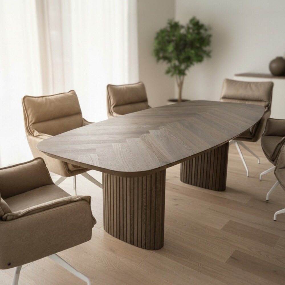 Eetkamertafel Monk direct leverbaar in 240cm Deer brown