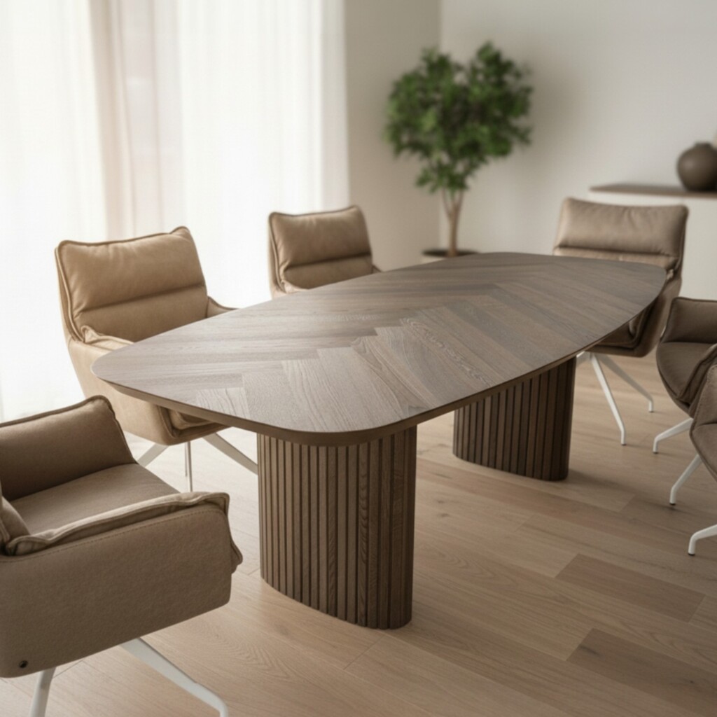 Eetkamertafel Monk direct leverbaar in 240cm Deer brown