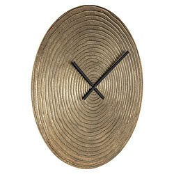 Klos klok van hout met een natuurlijke boomring structuur, modern en uniek design, geschikt voor woonkamer of kantoor, gemaakt door Mokana Meubelen.