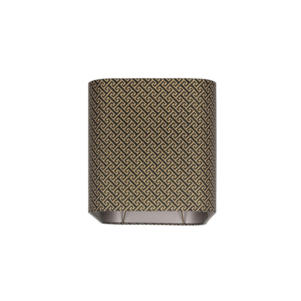 Elegant gevouwen bijzettafel met zwart en beige geometrisch patroon, perfect voor modern interieur, multifunctioneel en stijlvol meubel van Mokana Meubelen.