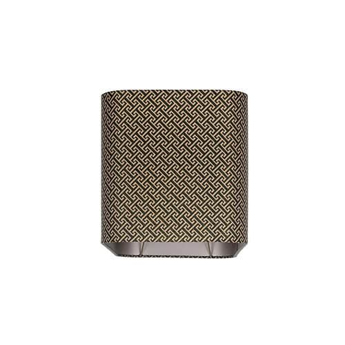 Elegant gevouwen bijzettafel met zwart en beige geometrisch patroon, perfect voor modern interieur, multifunctioneel en stijlvol meubel van Mokana Meubelen.