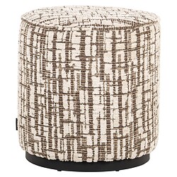 Elegant stoffen poef met modern geometrisch patroon, perfect voor stijlvolle interieurdecoratie en comfort in woonkamer of slaapkamer.