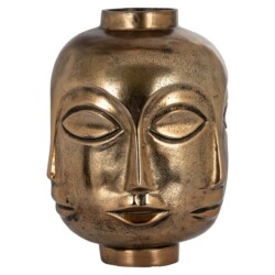 Gouden maskertekening in Afrikaans stijl, decoratief beeldhouwwerk voor interieur, luxe en unieke eyecatcher, perfect voor moderne of traditionele woonruimtes.