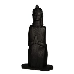 Grote zwarte Buddha op sokkel van 220 cm. Perfect voor binnen of overdekte buitenruimtes. Brengt rust, stijl en balans in elke omgeving.