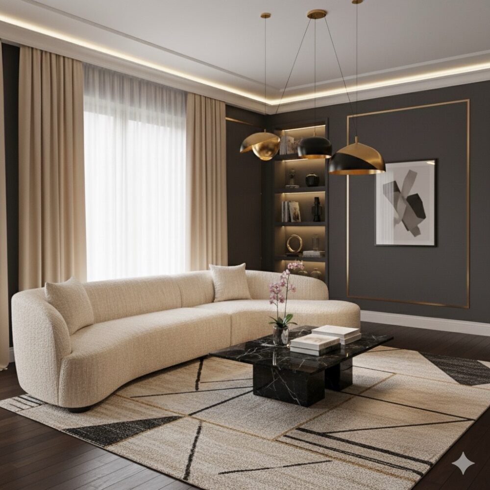 Bank Pandora beige angora lounge right